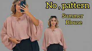 Sew a Cool Summer Blouse in Under 10 Minutes – No Pattern Needed |✂️ Easy Beginner Tutorial