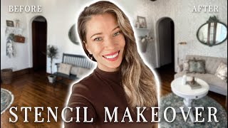 Foyer Makeover Reveal (before & after) + How to Stencil Walls | French Farmhouse Style | Stenciling