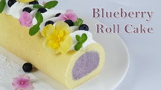 [노색소]~! 블루베리 롤케이크 만들기/도지마롤케이크/how to make blueberry roll cake recipe/ブルーベリー·ロールケーキ