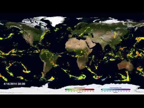 The Global Precipitation Measurement mission produced its first global map of rainfall and snowfall, from April to September 2014. The data map combines measurements from 12 satellites and the GPM Core Observatory, launched Feb 27, 2014, covers 87 percent of the globe and is updated every half hour. 