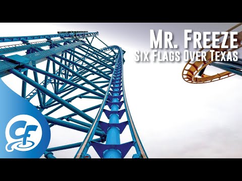 Mr. Freeze front seat on-ride 4K POV @60fps Six Flags Over Texas