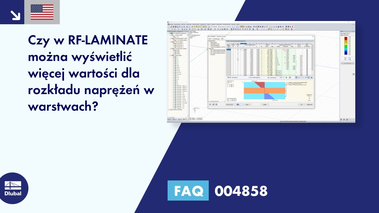 FAQ 004858 | Czy w RF-LAMINATE można wyświetlić więcej wartości rozkładu naprężeń w warstwach ...