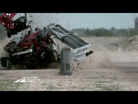EV Tesla Model 3 Crash Test into Thrie-Beam Guardrail system. Texas A&M Transportation Institute.