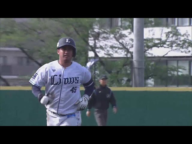【ファーム】甘いボールを狙い打ち!! ライオンズ・ブランドンが第3号ソロホームランを放つ!! 2023年4月23日 埼玉西武ライオンズ 対 東京ヤクルトスワローズ