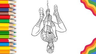Learn How to Draw Spiderman Handing Upside Down | Step By Step Drawing Tutorial For Kids