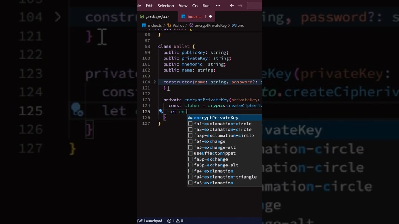 Encrypting & decrypting the private key of a wallet #coding #typescript #blockchain #backend #nodejs