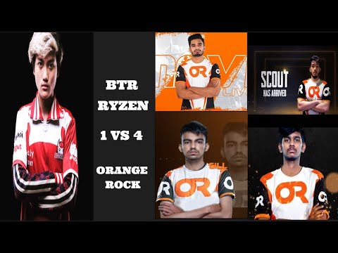 BTR RYZEN DID 1 VS 4 TO ORANGE ROCK | PERFECT BOOSTUP FOR PERFECT WIN | PUBG MOBILE |