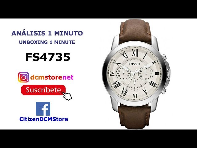 Vídeo relacionado con Fossil Reloj para hombre Grant, movimiento cronógrafo de cuarzo, caja de acero inoxidable plateado de 44 mm con correa de piel auténtica, FS4735
