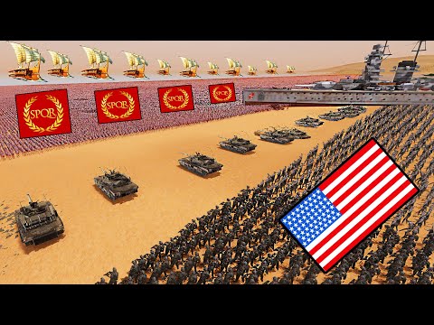 Can 100,000 US ARMY Hold Beach Defense VS 20,000,000 Roman Army?! - UEBS 2: New Modern Mod