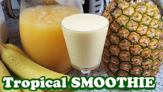 Tropical Fruits Smoothie Pineapple Banana Orange Juice - Healthy Juicing Diet Meal - Video Jazevox