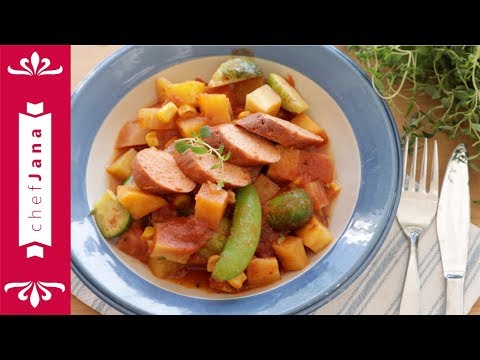 PØLSEGRYTE⎜A NORWEGIAN SAUSAGE AND VEGETABLES STEW YOU WILL LOVE! VEGAN