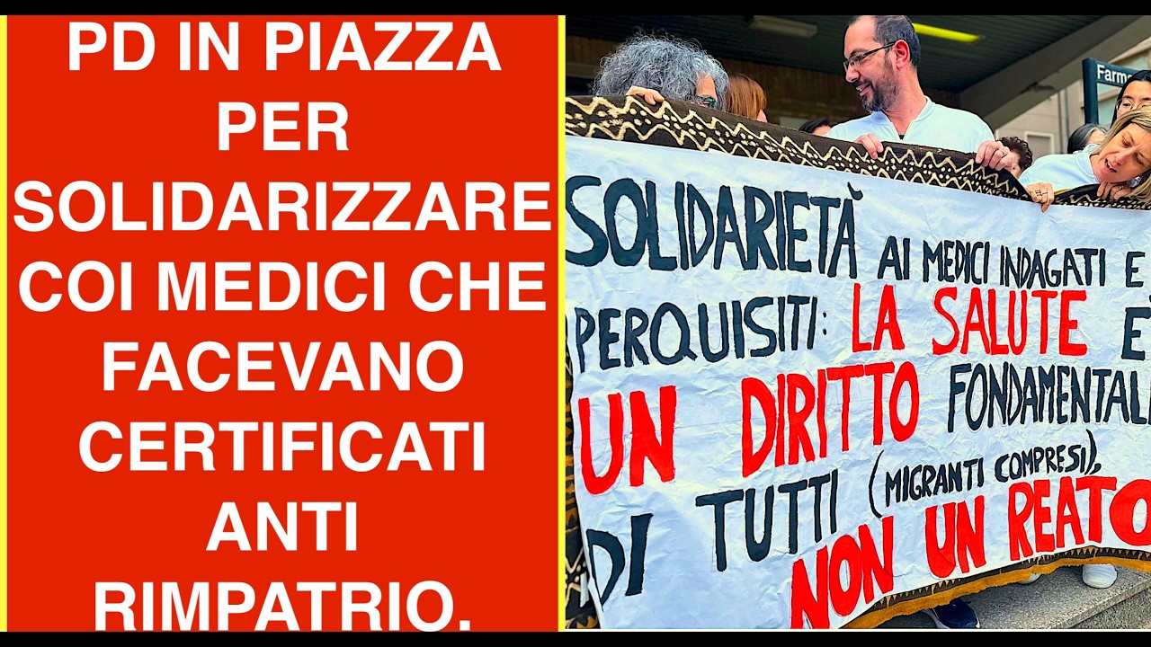 PD IN PIAZZA PER SOLIDARIZZARE COI MEDICI CHE FACEVANO CERTIFICATI ANTI RIMPATRIO.