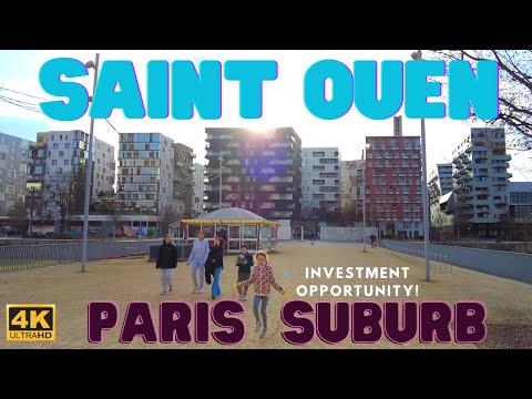 [4K] Saint Ouen full walk tour, Paris fast reconverting banlieue, real estate investment opportunity