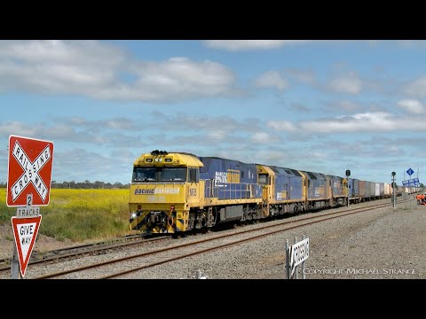 6PM7 Pacific National Container Train Overtakes Grain Train (28/10/2019) - PoathTV Railways