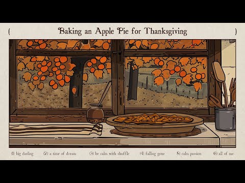 baking an apple pie for thanksgiving, listening jazz to say goodbye autumn