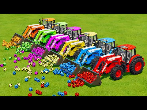 LOAD & TRANSPORT MINI SOCCER BALLS WITH JOHN DERRE & CLAAS TRACTORS - Farming Simulator 22
