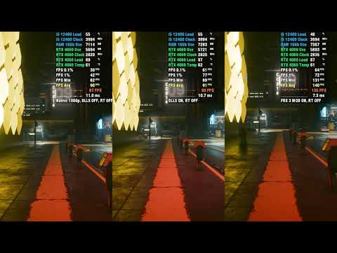 Cyberpunk 2077 FSR 3 Frame Generation Mod vs DLSS, RTX4060, i512400