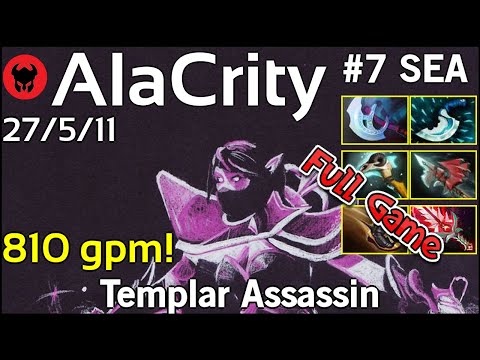 810 gpm! AlaCrity plays Templar Assassin!!! Dota 2 Full Game 7.19