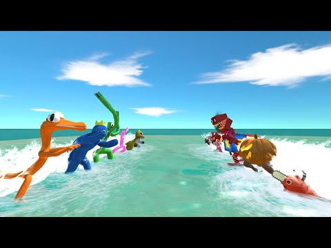 Team Rainbow Friends vs Team Enderman - Animal Revolt Battle Simulator