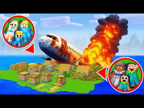 Ukri und Billy Familie ÜBERLEBEN einen Flugzeugabsturz auf einer EINSAMEN INSEL in Minecraft!
