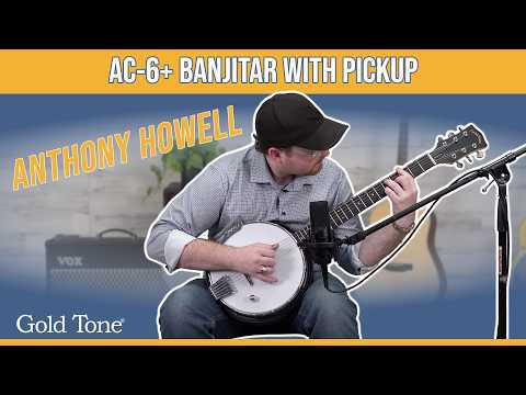 AC-6+: Acoustic Composite Banjitar with Pickup and Gig Bag | Gold