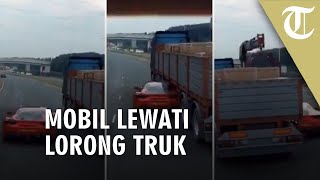 Mobil Sport Masuk Kolong Truk Bak Film Fast and Furious