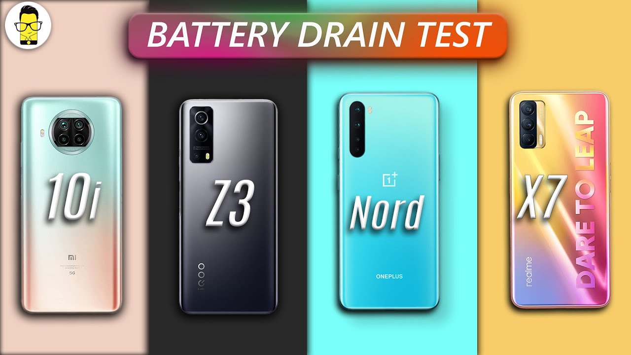 iQOO Z3 vs OnePlus Nord vs Mi 10i vs Realme X7 | Battery Drain Test ⚡️⚡️⚡️