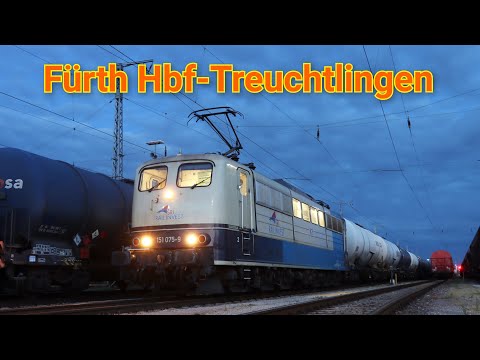 Führerstandsmitfahrt von Fürth (Bayern) Hbf nach Treuchtlingen mit der Baureihe 151
