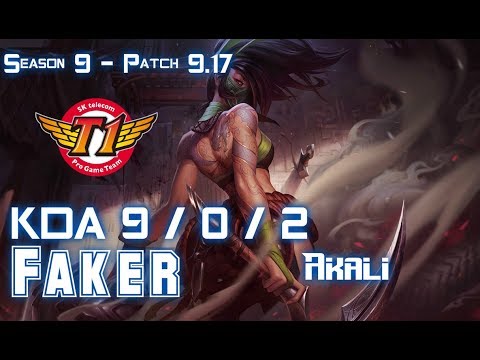 SKT T1 Faker AKALI vs AATROX Mid - Patch 9.17 KR Ranked