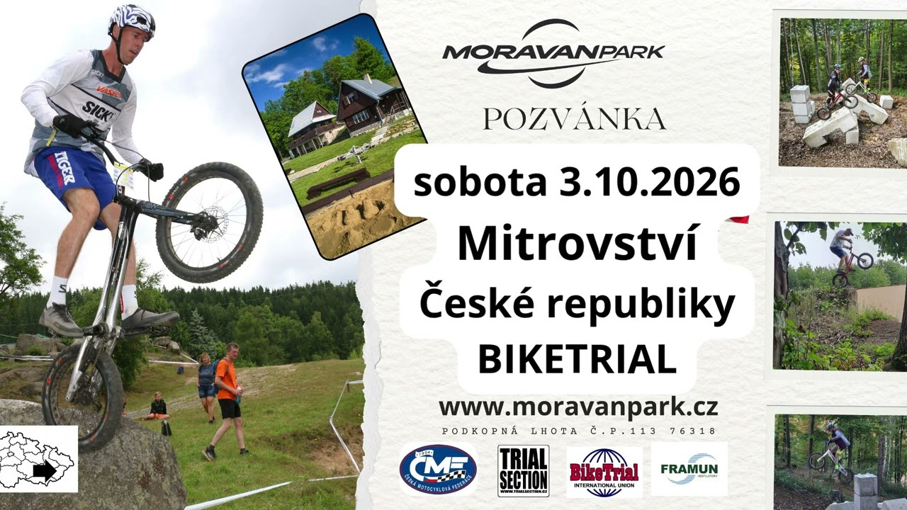 Pozvánka - II. ročník Mistrovství České republiky v BIKETRIALU - MORAVANPARK 2026