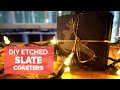 How to make DIY Personalized Etched Slate Tiles (Cricut) (Vinyl)