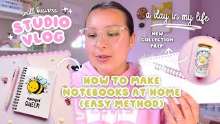 STUDIO VLOG 🎀 how to make notebooks (easy method), packing orders & prepping for the new collection!