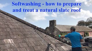 How to soft wash natural slate roofs