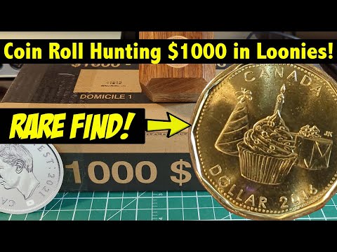 Coin Roll Hunting $1000 of Canadian $1 Coins (Loonies!) - Crazy *RARE* Find!