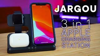 JARGOU 3-in-1 Wireless Apple Charging Station