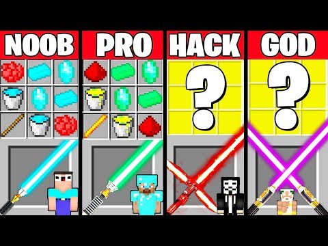 Minecraft Battle: STAR WARS LIGHTSABER CRAFTING CHALLENGE - NOOB vs PRO vs HACKER vs GOD ~ Animation