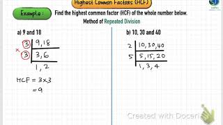 KSSM F1 Chapter 2 : HCF - Repeated division