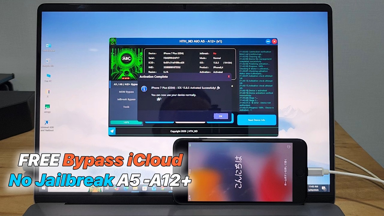 FREE Bypass iCloud no Jailbreak A5 -A12+ iPhone 4s - 17 Pro Max & iPad