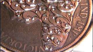 1896  Brightcut Penny Queen Victoria Hand Engraved Full Cover Scrollwork
