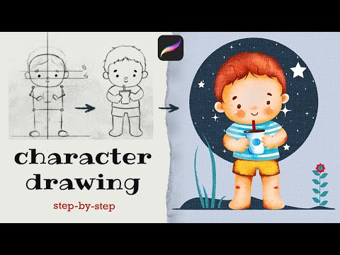 How To Draw A Cute Character - Cartoon Boy Illustration in Procreate