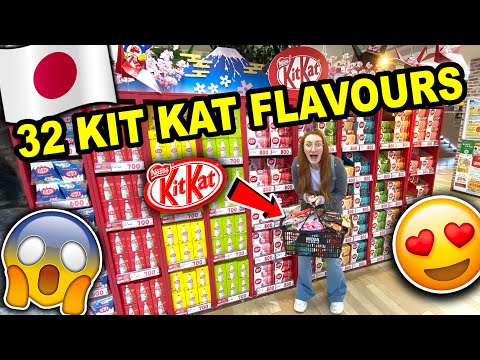 我買下了日本所有口味的 KIT KAT！！！.....！試吃 32 種不同口味的奇巧 2020 年 (I BOUGHT EVERY SINGLE KIT KAT FLAVOUR IN JAPAN!!! TASTE TESTING 32 DIFFERENT KIT KAT FLAVOURS 2020)