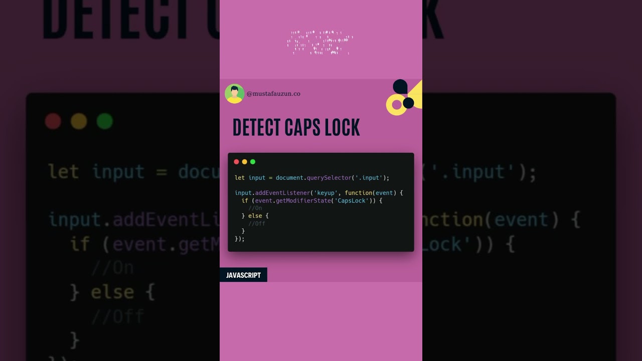Javascript, Detect Caps Lock #javascript #shorts