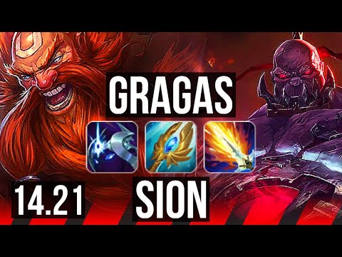 GRAGAS vs SION (TOP) | Legendary, 12/3/8 | BR Grandmaster | 14.21