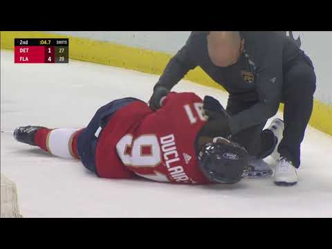 Injury to Florida Panthers Player Anthony Duclair After a Foul On Him by Goaltender Greiss