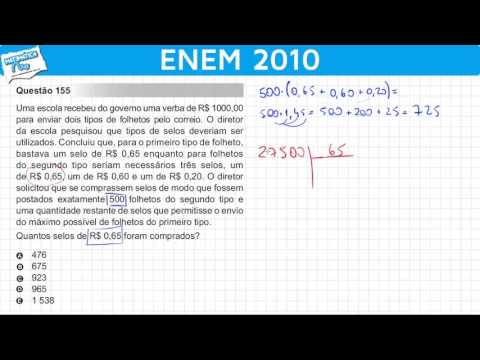 ENEM 2010 Math #20 - Numerical Expression and Stamp Purchase (with a catch)