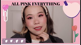 GLOWY and MONOCHROMATIC pink spring makeup | duping the vibes of makeup I want!