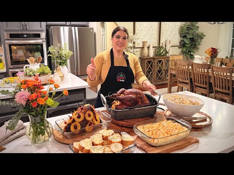 Enchilado Turkey and Ham with Bacon Mashed Potatoes and Fruit Pasta Salad