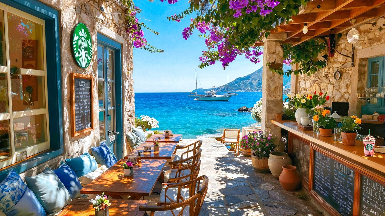 【 3月の海風 広告なし】春の海辺のスタバジャズ ☕ 碧い海と桜に包まれる穏やかな時間 🌸 作業用BGM・勉強用・癒やし 2026 ✨ 波音とジャズに心預けて、深い集中へ。starbucks jazz