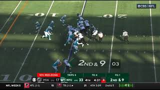 ジェッツ ：ブラクストン・ベリオス(Braxton Berrios)のジェットモーションのタッチダウン[2022 Week05]