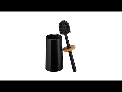 Brosse WC avec récipient Noir - Marron clair - Blanc